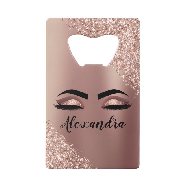 Rose Gold Blush Pink Monogram Glitter Eyelashes (Devant)