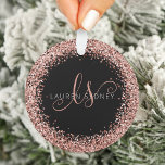 Rose Gold Blush Pink Parties scintillant Glam Nom<br><div class="desc">Glam Rose Parties scintillant or élégant ornement Monogramme . Personnalisez facilement ce design tendance et chic ornemental avec une élégante parties scintillant dorée rose sur un arrière - plan noir. Le design comprend votre monogramme manuscrit avec de jolis tourbillons et votre nom.</div>