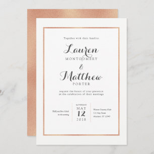 Rose Gold Border Faire-part de mariage moderne