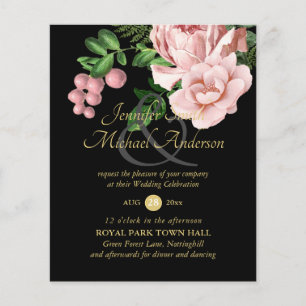 Rose Gold Botanical Floral Budget Mariage Invite