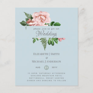 Rose Gold Botanical Floral Budget Mariage Invite