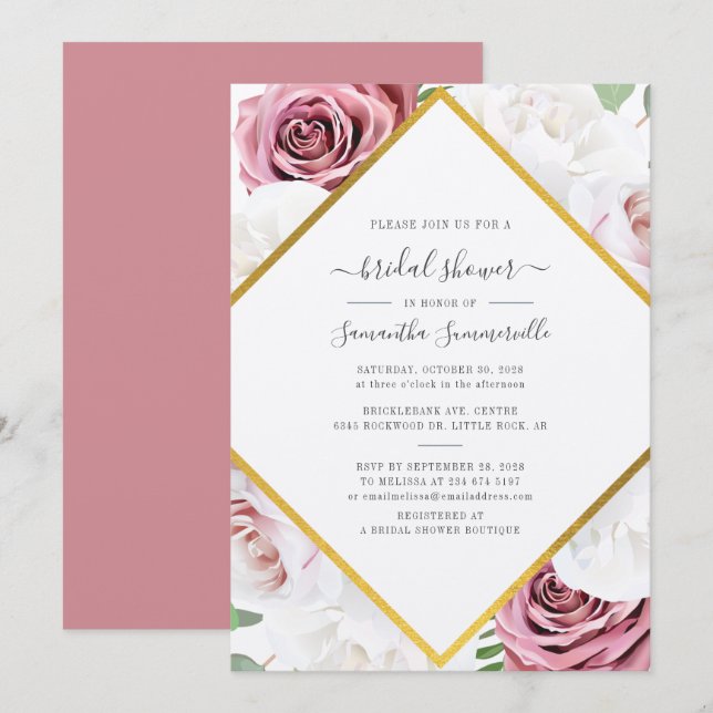 Rose Gold Botanique Géométrique Fête de Mariage (Devant / Derrière)