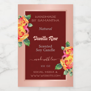 Rose Gold Bourgogne Produit Étiquettes Bougies Bea