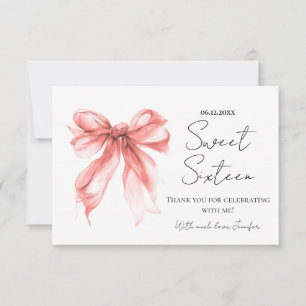 Rose Gold Bow Coquette Script Merci Sweet 16