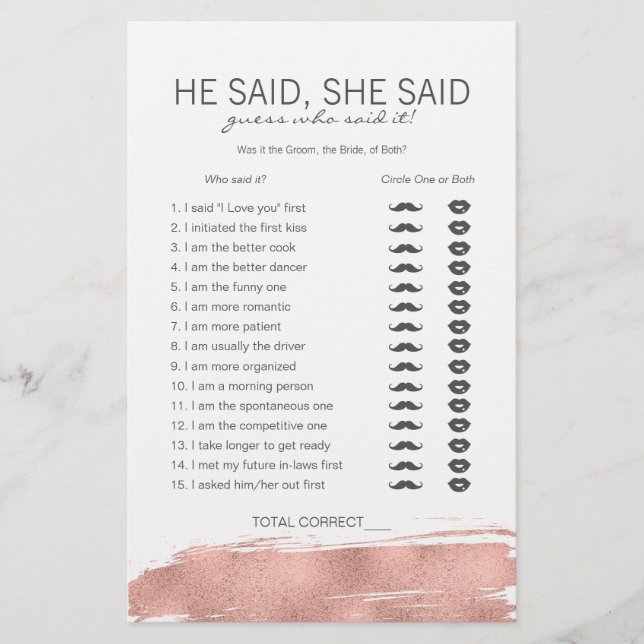 Rose Gold Brushstroke Bride Il A Dit Qu'Elle A Dit (Devant)