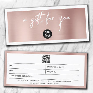 Rose Gold Business Logo QR Code Certificat cadeau