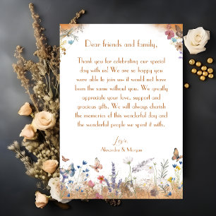 Rose Gold Butterfly Garden Carte de remerciements
