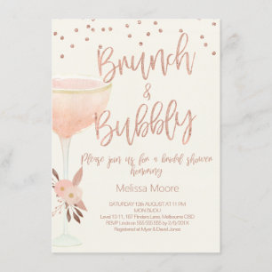 Rose Gold Champagne Verre Bridal Douche Invitation