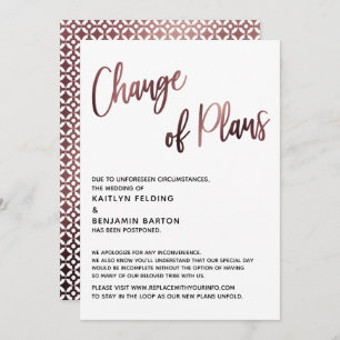 Rose Gold Changement de régime Carte Mariage repor