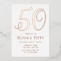 Rose Gold Chic 50e anniversaire Foil Invitation