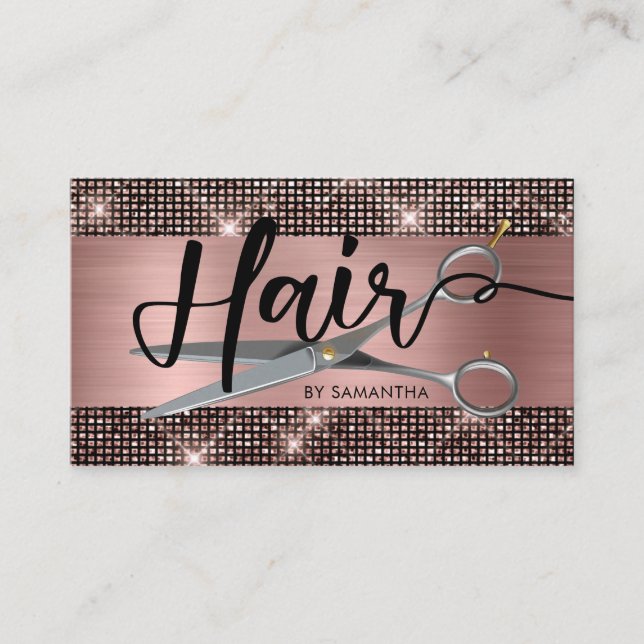 Rose Gold Chic Hairstylist Carte de visite (Devant)