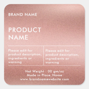 Rose Gold Chic Minimalist Nom de marque Étiquette