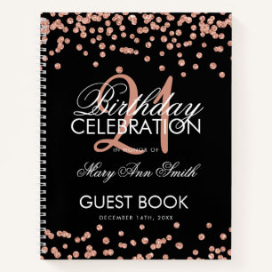 Rose Gold Confetti Noir 21ème anniversaire Livre