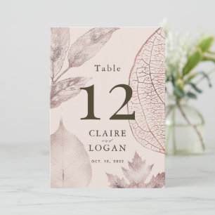 Rose Gold Delicate Feuille Mariage Numéro de table