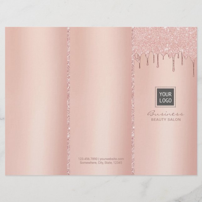 Rose Gold Driving Beauté Salon Tri-Fold Bruchures (Devant)