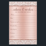 Rose Gold Elegant<br><div class="desc">This elegant advice card is great for bridal showers and wedding reception,  and feobjets faux rose gold glitter damask at the top and bottom,  with elegant rose gold rose pink gradient de fond. Find many more matching products in the collection.</div>