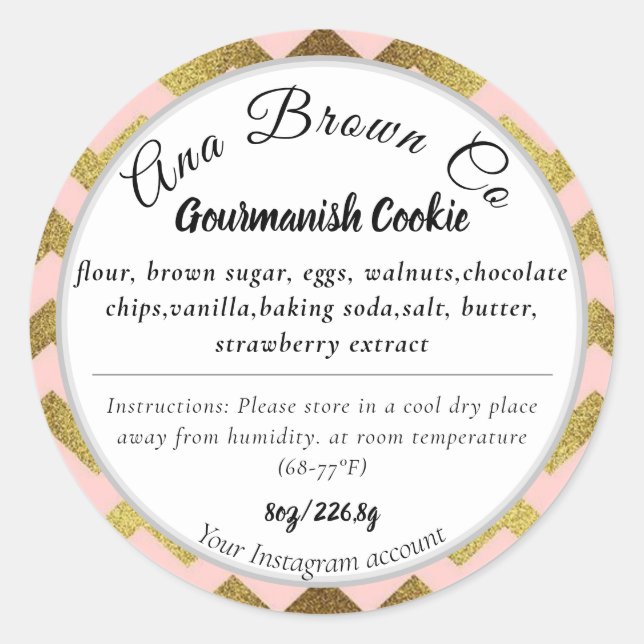 Rose Gold Elegant Ingrédients Étiquette de produit (Devant)