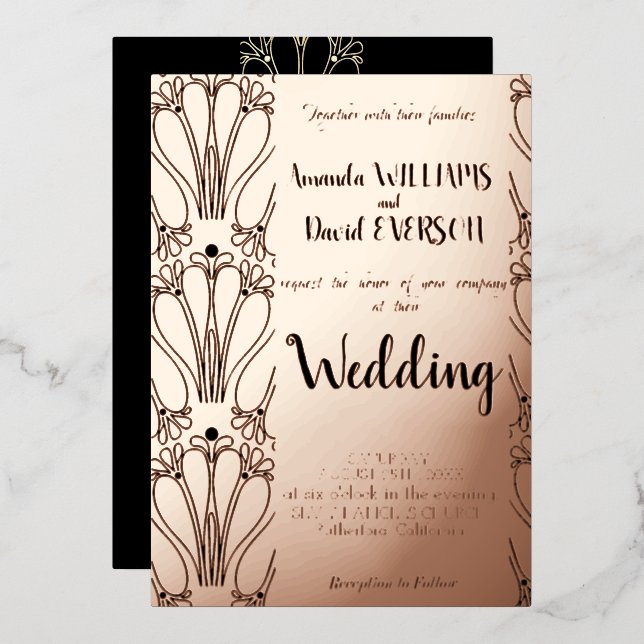 Rose GOLD - Élégant mariage, véritable invitation  (Recto/Verso)
