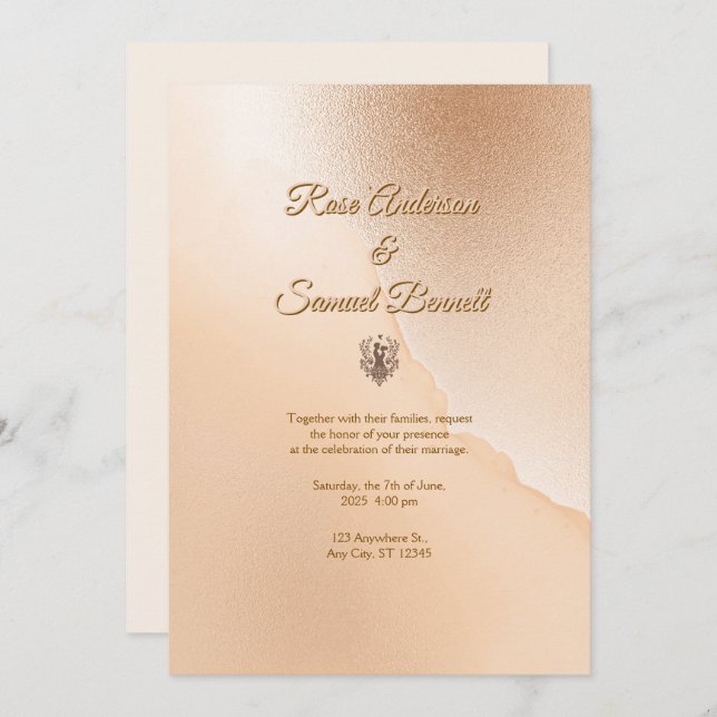 Rose Gold Elegant Wedding Invitation (Devant / Derrière)