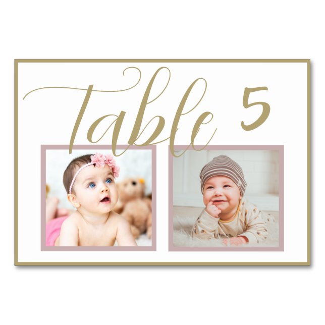 Rose Gold Elegant Wedding Numéro de la table photo (Devant)