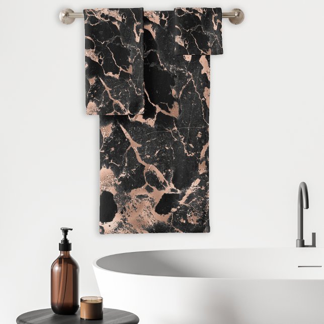 Rose Gold en feuille sur Marbre Noir (Créateur téléchargé)