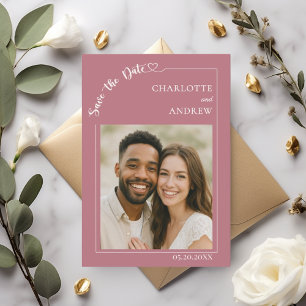 Rose gold et ivoire moderne photo mariage carte de