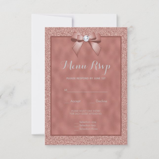Rose Gold et Menu pailleté de style RSVP (Devant)