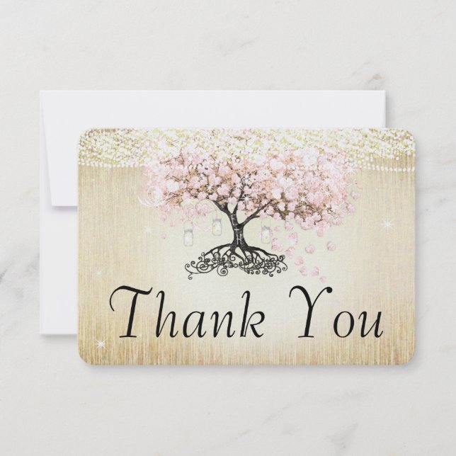 Rose Gold Fairy Lights Heart Leaf Tree Merci (Devant)