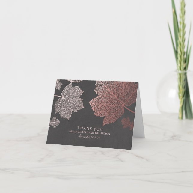 Rose Gold Fall laisse Mariage Merci (Devant)