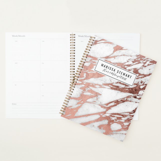 Rose Gold Faux Foil et Motif Marbre blanc (Devant avec enveloppe)