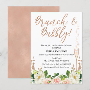 Rose Gold Floral Brunch Invitation à la douche nup