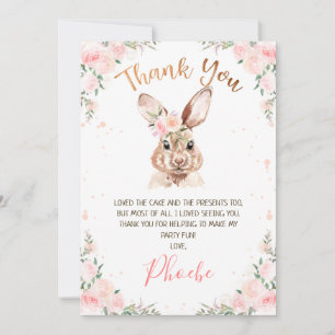Rose Gold Floral Bunny Anniversaire Carte de remer