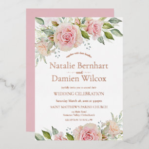 Rose Gold Floral Mariage Foil Invitation