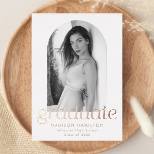 Rose Gold Foil Arch Photo Faire-part de graduation