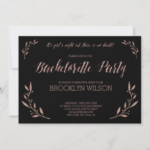 Rose Gold Foil Bachelorette Invitations Black