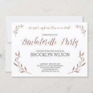 Rose Gold Foil Bachelorette Invitations Floral