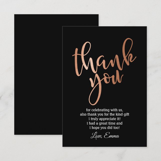 Rose Gold Foil , carte de remerciement (Devant / Derrière)