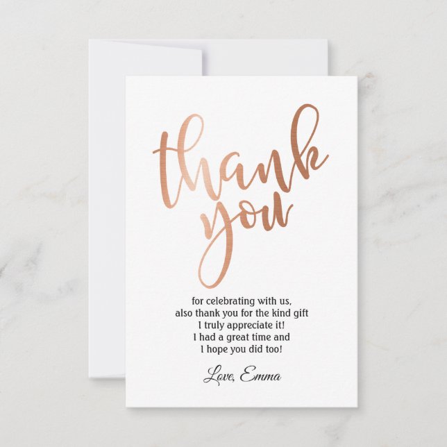 Rose Gold Foil , carte de remerciement (Devant)