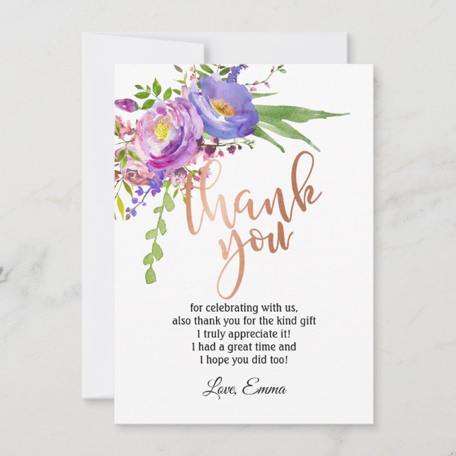 Rose Gold Foil, carte de remerciements (Devant)