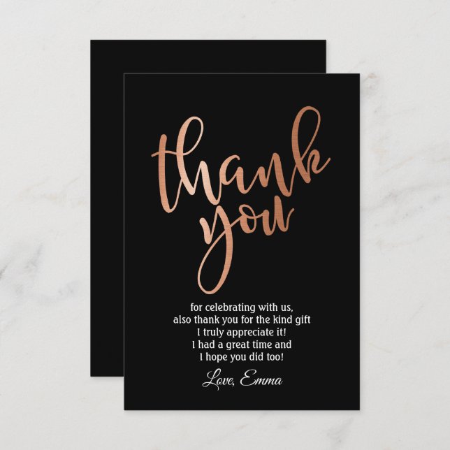 Rose Gold Foil, carte de remerciements (Devant / Derrière)
