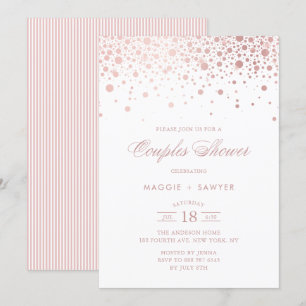 Rose Gold Foil Confetti Couples Douche Invitation