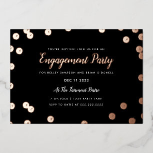 Rose Gold Foil Confetti Engagement Invitation