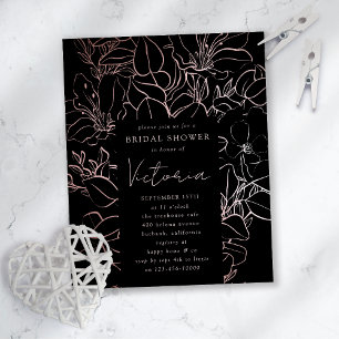 Rose Gold Foil Floral Douche nuptiale Invitation