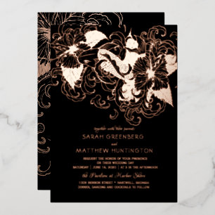 Rose Gold Foil Floral Koi Faire-part de mariage