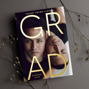 Rose Gold Foil High School GRAD Photo Faire-part