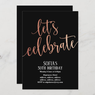 Rose Gold Foil, invitation de fête d'anniversaire