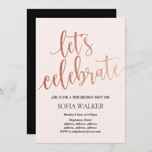 Rose Gold Foil, invitation de fête d'anniversaire