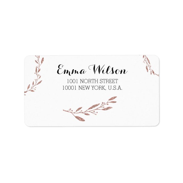 Rose Gold Foil Mariage Étiquette de adresse Floral (Devant)