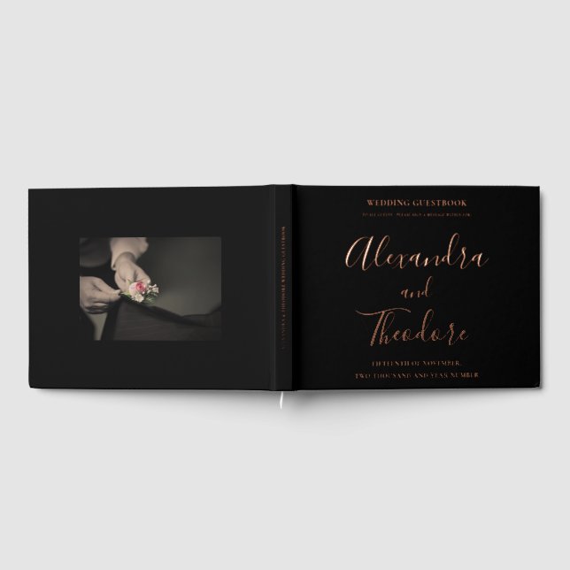 Rose Gold Foil Mariage Livre d'or personnalisé (Complet)