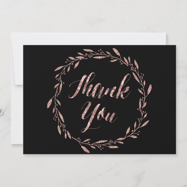 Rose Gold Foil Mariage Merci Cartes Noir (Devant)